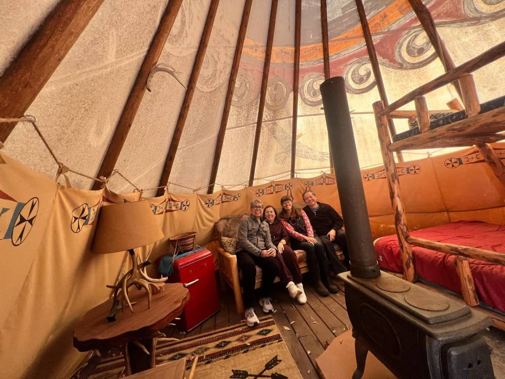 Inside the Teepee with Friends